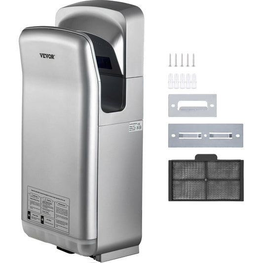 Jet Hand Dryer, Premium Electric Commercial Blade Hand Dryer, ABS Air Dryer Hand with HEPA Filtration Wall Mounted Hand Dryer, 2000W 220V Vertical Hand Dryer, High Speed Automatic Infrared Silver
