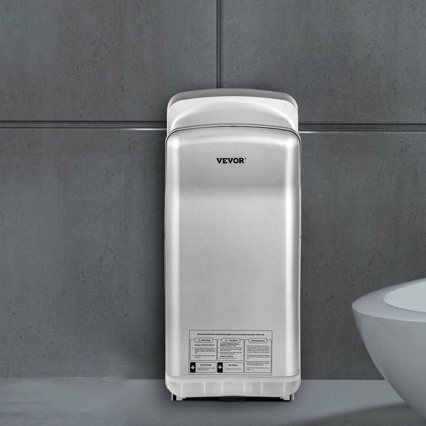 Jet Hand Dryer, Premium Electric Commercial Blade Hand Dryer, ABS Air Dryer Hand with HEPA Filtration Wall Mount Hand Dryer, 1600W 110V Vertical Hand Dryer, High-Speed Automatic Infrared Silver