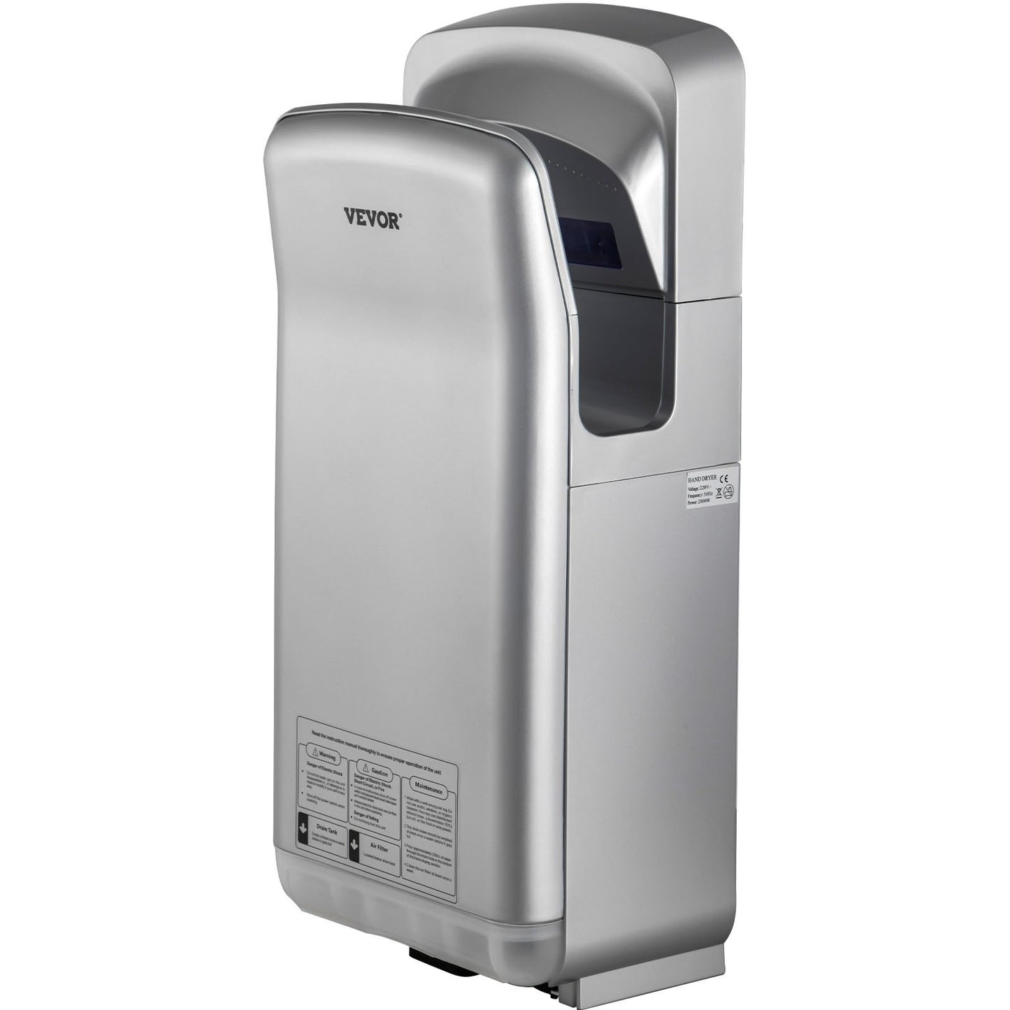 Jet Hand Dryer, Premium Electric Commercial Blade Hand Dryer, ABS Air Dryer Hand with HEPA Filtration Wall Mount Hand Dryer, 1600W 110V Vertical Hand Dryer, High-Speed Automatic Infrared Silver