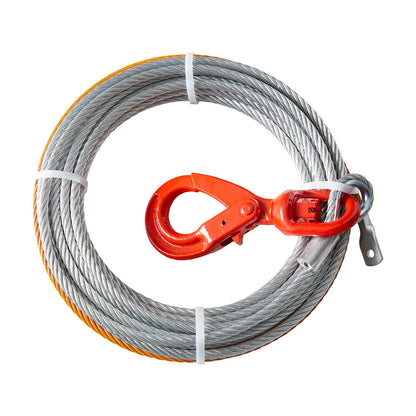 Galvanized Steel Winch Cable, 3/8 Inch x 50 Feet 15,200 lbs Breaking Strength, Wire Winch Rope with Swivel Hook, Heavy Duty Tow Cable, Universal Fit for SUV, Large Off-Road Vehicle, Truck