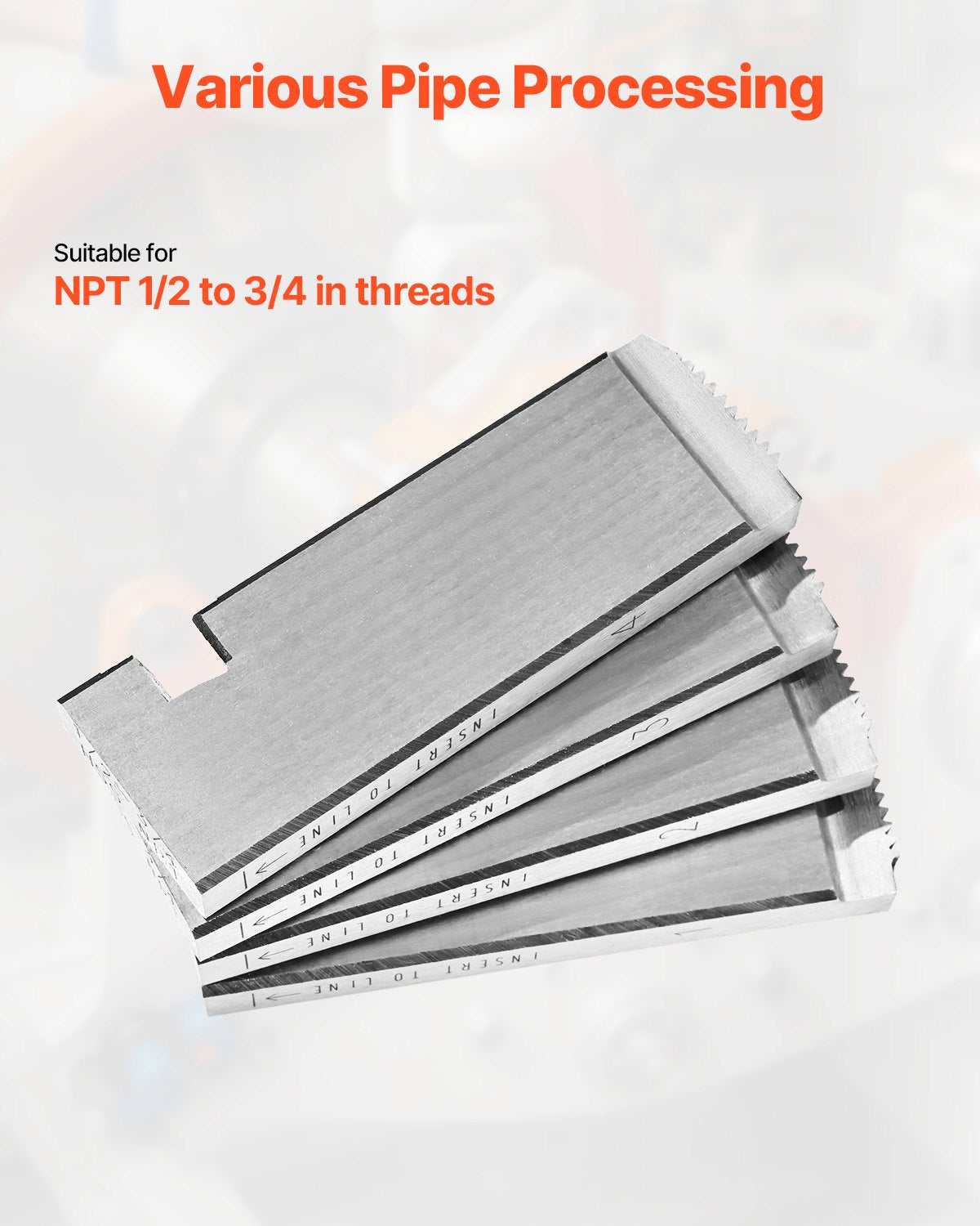 Threading Machine Dies, 1/2"-3/4" NPT Pipe Dies(4 Packs), Right-Handed HSS Pipe Threading Dies, Fit Split-Type Machines, RIDGID Universal Die Heads 504A, 711, 713, 811A, 815A, 816, 817, 842