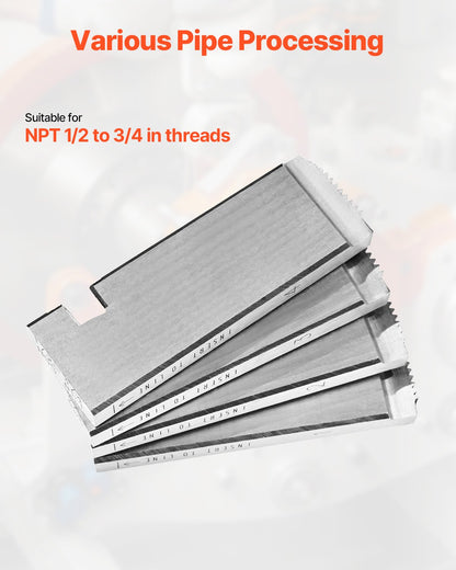 Threading Machine Dies, 1/2"-3/4" NPT Pipe Dies(4 Packs), Right-Handed HSS Pipe Threading Dies, Fit Split-Type Machines, RIDGID Universal Die Heads 504A, 711, 713, 811A, 815A, 816, 817, 842