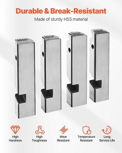 Threading Machine Dies, 1/2"-3/4" NPT Pipe Dies(4 Packs), Right-Handed HSS Pipe Threading Dies, Fit Integrated Pipe Threading Machines