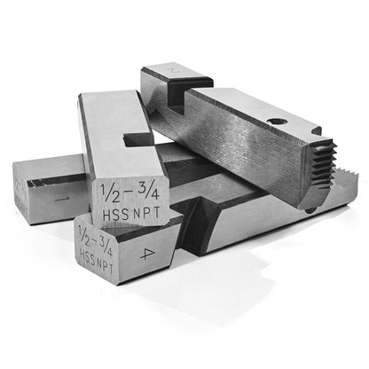 Threading Machine Dies, 1/2"-3/4" NPT Pipe Dies(4 Packs), Right-Handed HSS Pipe Threading Dies, Fit Integrated Pipe Threading Machines