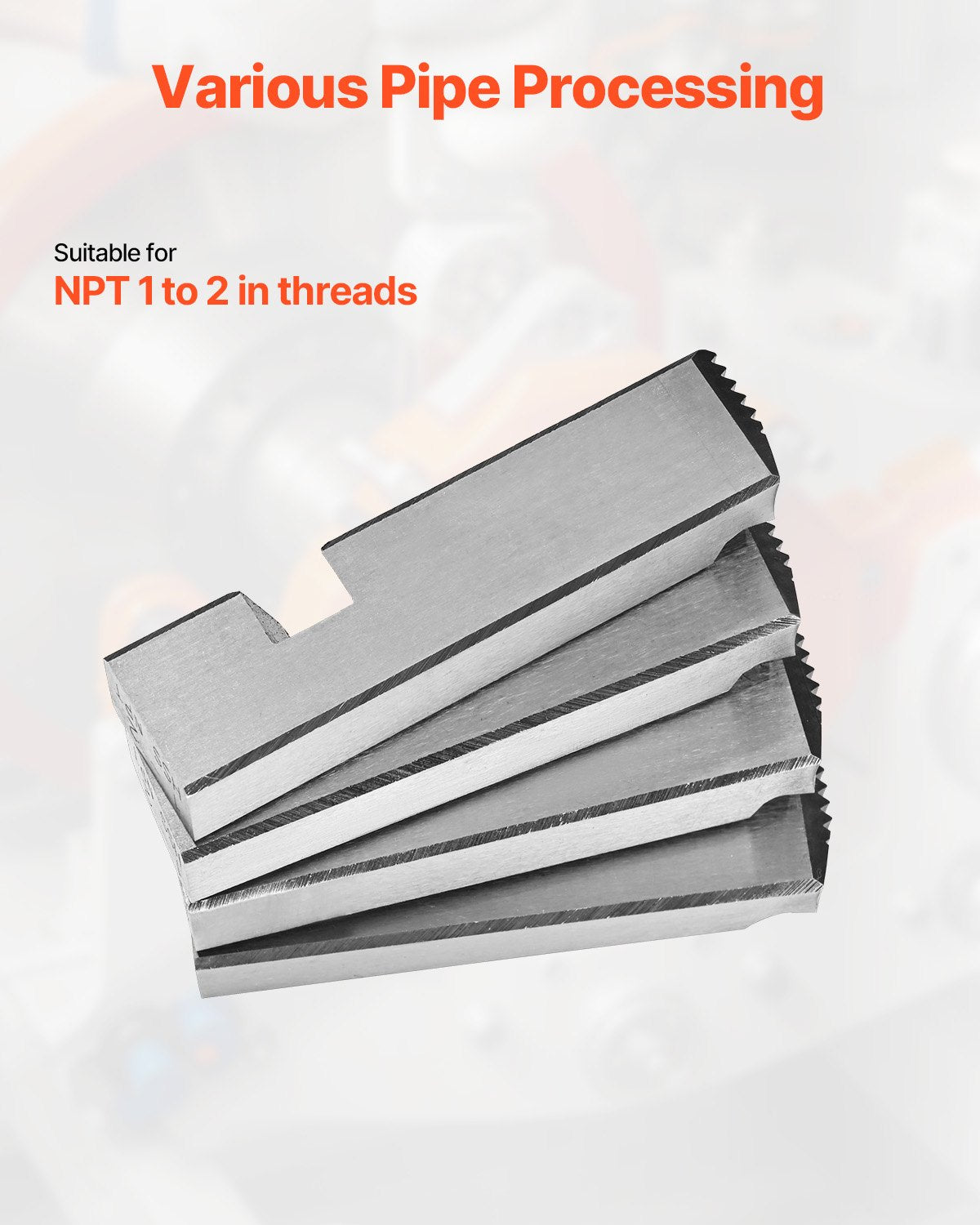 Threading Machine Dies, 1"-2" NPT Pipe Dies(4 Packs), Right-Handed HSS Pipe Threading Dies, Fit Integrated Pipe Threading Machines