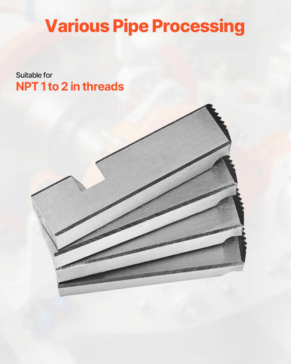 Threading Machine Dies, 1"-2" NPT Pipe Dies(4 Packs), Right-Handed HSS Pipe Threading Dies, Fit Integrated Pipe Threading Machines