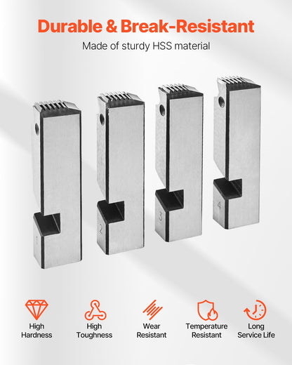 Threading Machine Dies, 1"-2" NPT Pipe Dies(4 Packs), Right-Handed HSS Pipe Threading Dies, Fit Integrated Pipe Threading Machines