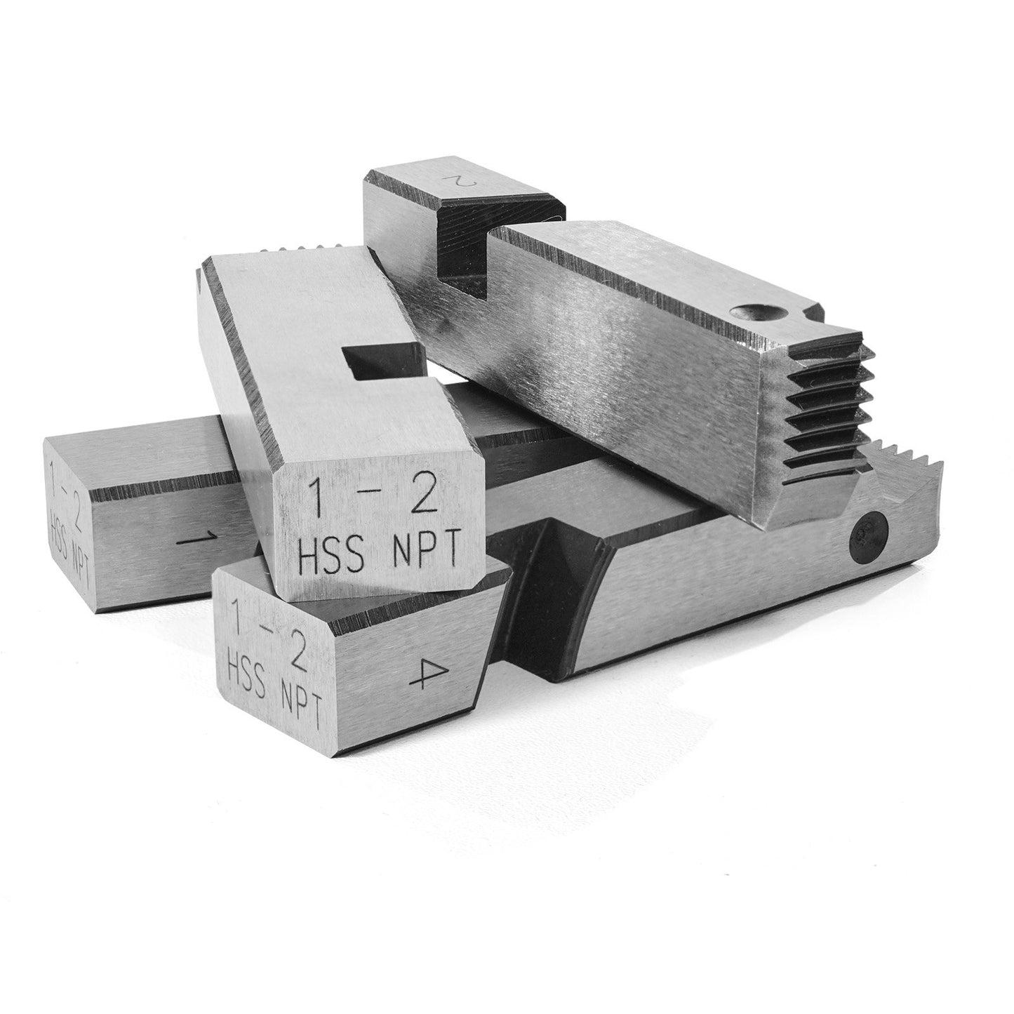 Threading Machine Dies, 1"-2" NPT Pipe Dies(4 Packs), Right-Handed HSS Pipe Threading Dies, Fit Integrated Pipe Threading Machines