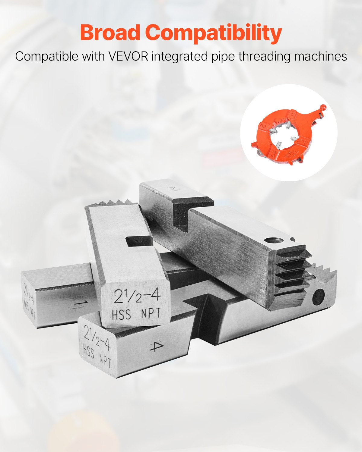Threading Machine Dies, 2-1/2" to 4" NPT Pipe Dies(4 Packs), Right-Handed HSS Pipe Threading Dies, Fit Integrated Pipe Threading Machines