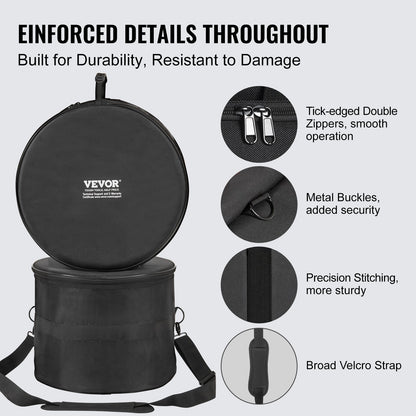 5-piece drum bag, 1680D Oxford fabric, padded drum bags and case with 4.92ft detachable shoulder strap Carrying handle Foldable design, for 22'' Kick 12'' Tom 13'' Tom 16'' Tom 14'' Snare