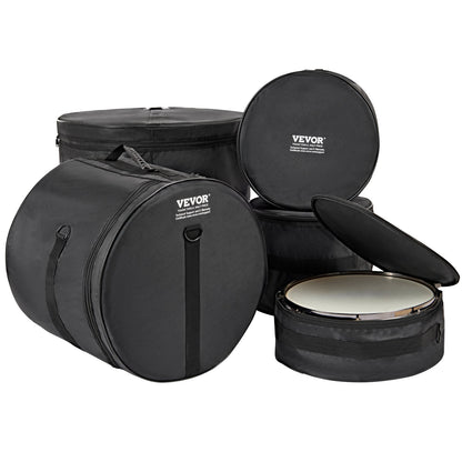5-piece drum bag, 1680D Oxford fabric, padded drum bags and case with 4.92ft detachable shoulder strap Carrying handle Foldable design, for 22'' Kick 12'' Tom 13'' Tom 16'' Tom 14'' Snare