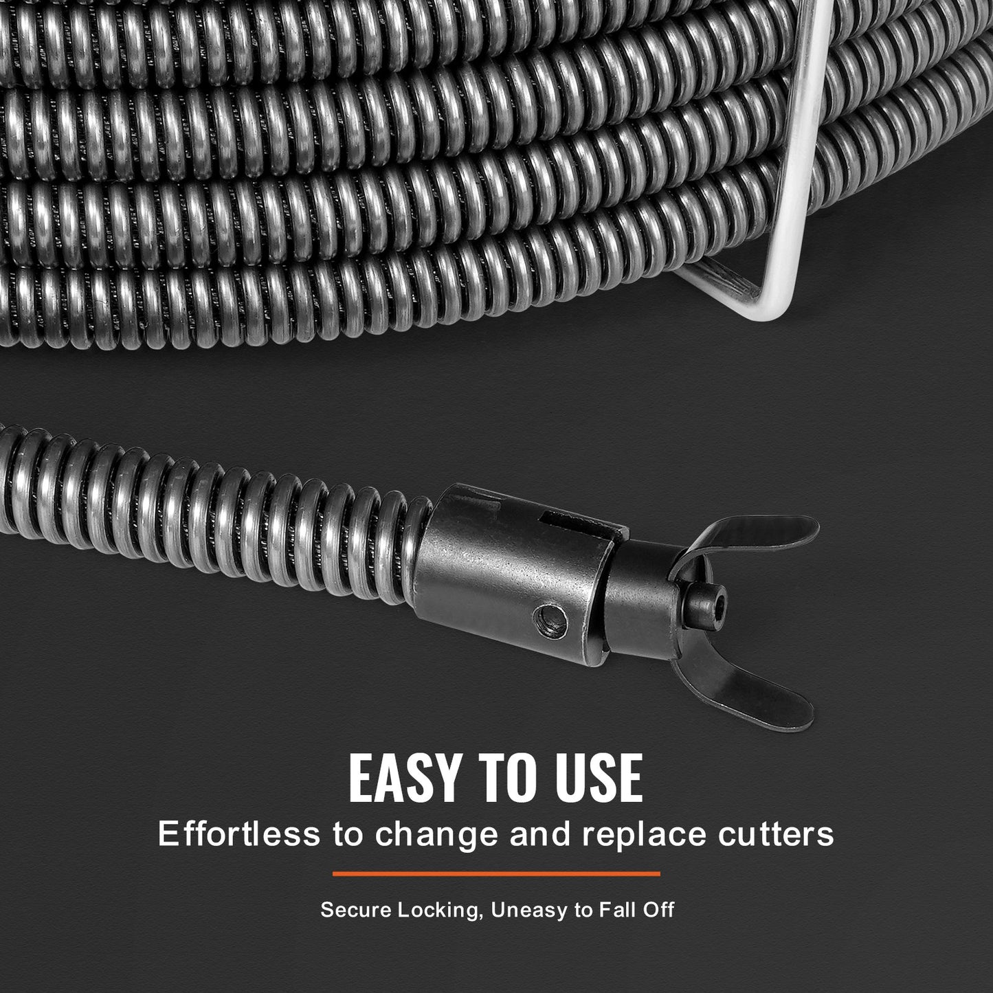 Drain Cleaning Cable 100 FT x 3/4 Inch, Solid Steel Core Drain Cleaning Cable with 4 Cutters for 3.9" to 7.9" Pipe, Professional Inner Core Drain Drain Drilling Cable for Sink, Floor Drain, Toilet