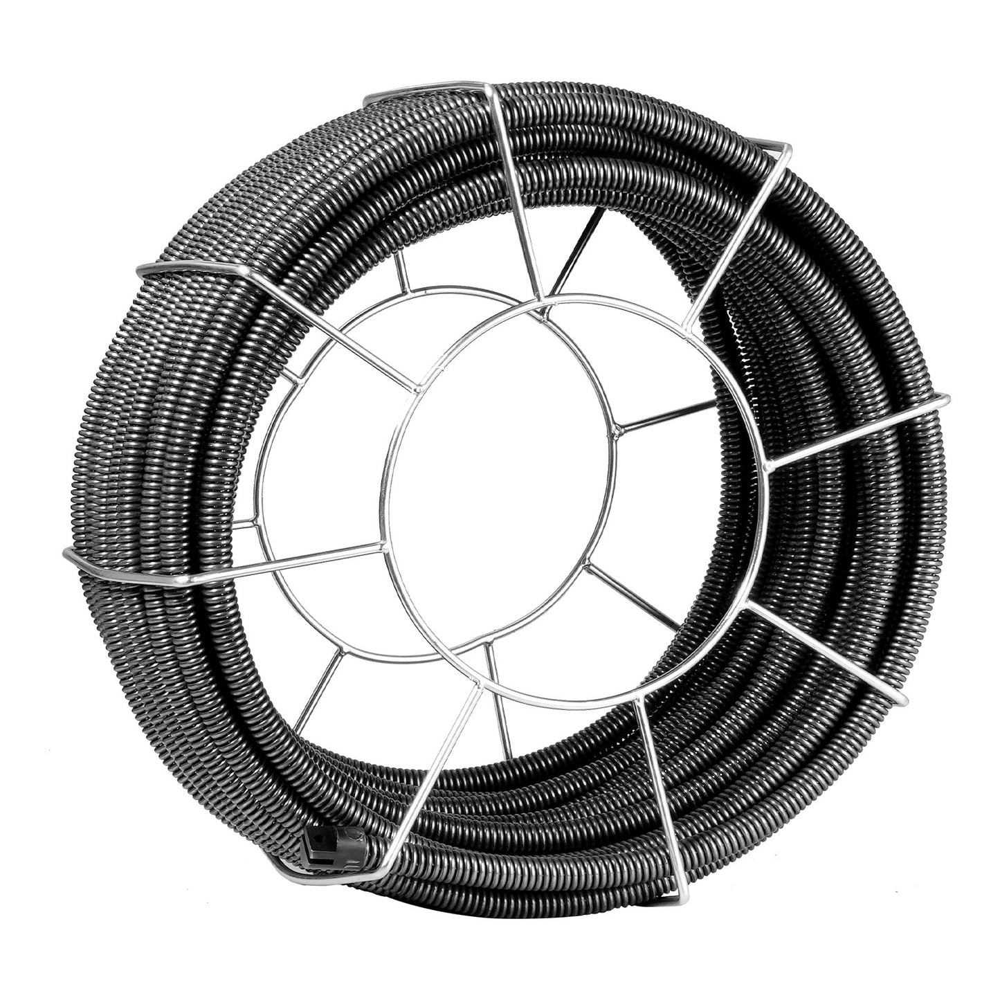 Drain Cleaning Cable 100 FT x 3/4 Inch, Solid Steel Core Drain Cleaning Cable with 4 Cutters for 3.9" to 7.9" Pipe, Professional Inner Core Drain Drain Drilling Cable for Sink, Floor Drain, Toilet