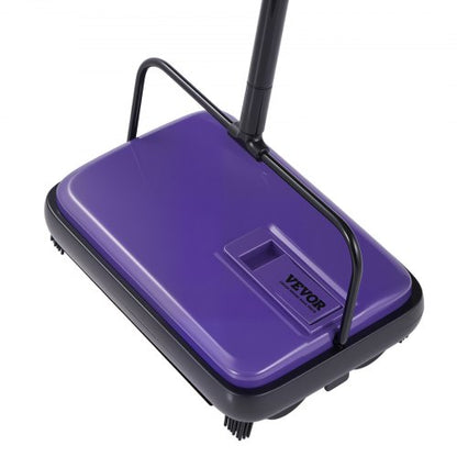 Carpet Sweeper Manual, Floor Sweeper with 300 ml Dustbin Capacity Easy to Empty, 6.7 inch Cleaning Width for Home Office Carpets Pet Hair Dust, Purple