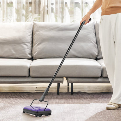 Carpet Sweeper Manual, Floor Sweeper with 300 ml Dustbin Capacity Easy to Empty, 6.7 inch Cleaning Width for Home Office Carpets Pet Hair Dust, Purple