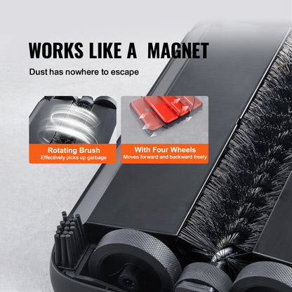 Carpet Sweeper Manual, Floor Sweeper with 300 ml Dustbin Capacity Easy to Empty, 6.7 inch Cleaning Width for Home Office Carpets Pet Hair Dust, Red