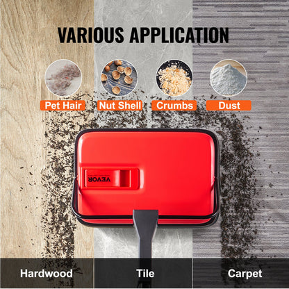 Carpet Sweeper Manual, Floor Sweeper with 300 ml Dustbin Capacity Easy to Empty, 6.7 inch Cleaning Width for Home Office Carpets Pet Hair Dust, Red