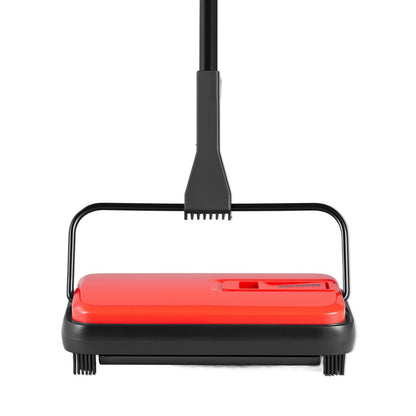Carpet Sweeper Manual, Floor Sweeper with 300 ml Dustbin Capacity Easy to Empty, 6.7 inch Cleaning Width for Home Office Carpets Pet Hair Dust, Red