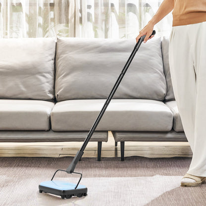 Carpet Sweeper Manual, Floor Sweeper with 300 ml Dustbin Capacity Easy to Empty, 6.7 inch Cleaning Width for Home Office Carpets Pet Hair Dust, Blue