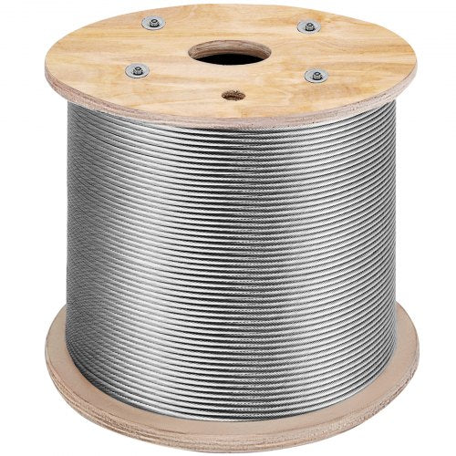 Stainless Steel Cable 3/16\"x 1000ft, T316 Marine Grade Deck Cable Railing, 1x19 Strands Construction Braided Aircraft Cable for Deck Rail String Lights Hanging Porch Fence DIY Baluster