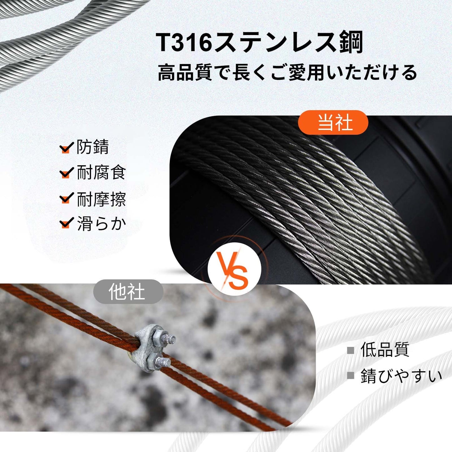 Stainless Steel Cable 3/16\"x 1000ft, T316 Marine Grade Deck Cable Railing, 1x19 Strands Construction Braided Aircraft Cable for Deck Rail String Lights Hanging Porch Fence DIY Baluster