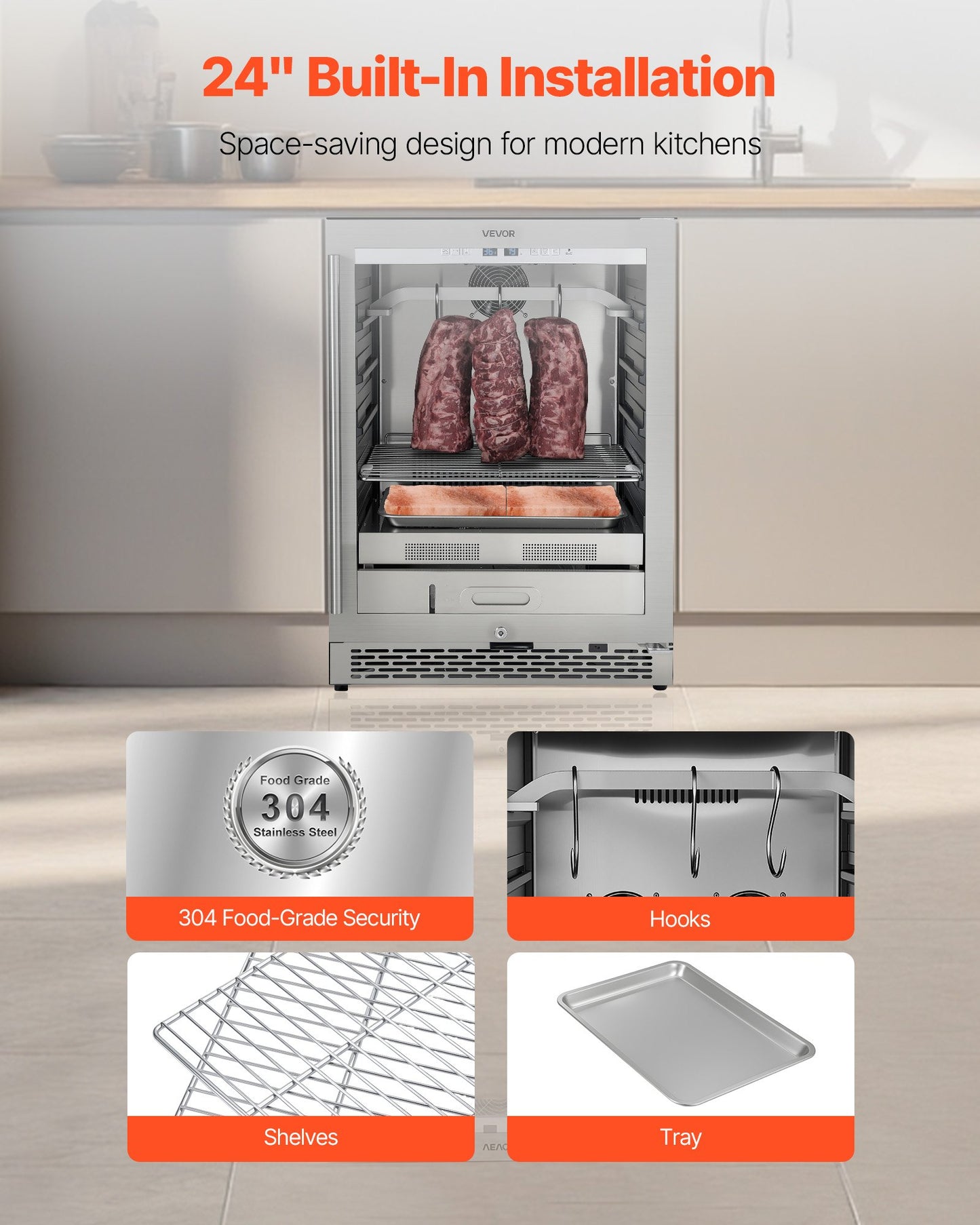 99 LBS Dry Aging Fridge for Steaks, Dry Ager Refrigerator for Meat with Precise Temperature & Humidity Control, Freestanding & Under Counter Beef Aging Machine for Home Kitchen Restaurant Hotel