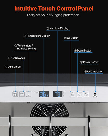 99 LBS Dry Aging Fridge for Steaks, Dry Ager Refrigerator for Meat with Precise Temperature & Humidity Control, Freestanding & Under Counter Beef Aging Machine for Home Kitchen Restaurant Hotel