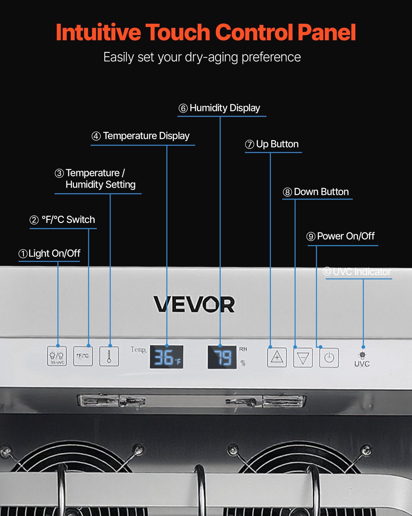 232 LBS Dry Aging Fridge for Steaks, Dry Ager Refrigerator for Meat with Precise Temperature & Humidity Control, Freestanding Beef Aging Machine Refrigerator for Home Kitchen Restaurant Hotel