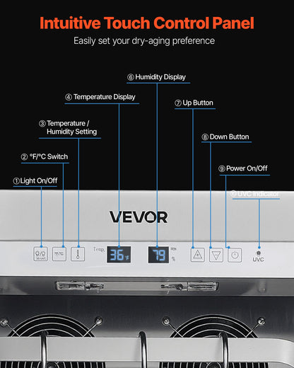 232 LBS Dry Aging Fridge for Steaks, Dry Ager Refrigerator for Meat with Precise Temperature & Humidity Control, Freestanding Beef Aging Machine Refrigerator for Home Kitchen Restaurant Hotel