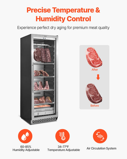 298 LBS Dry Aging Fridge for Steaks, Dry Ager Refrigerator for Meat with Precise Temperature & Humidity Control, Freestanding & Built-in Beef Aging Machine for Home Kitchen Restaurant Hotel