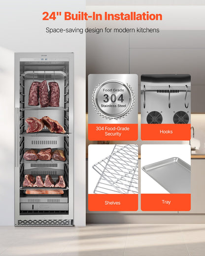 298 LBS Dry Aging Fridge for Steaks, Dry Ager Refrigerator for Meat with Precise Temperature & Humidity Control, Freestanding & Built-in Beef Aging Machine for Home Kitchen Restaurant Hotel