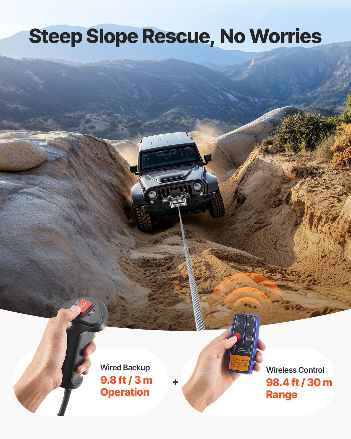 Electric Winch, 13500 lbs Load Capacity, 12V DC Truck Winch with Φ3/8 in x 80 ft Steel Rope, Wireless & Wired Remote Control, IP55 Waterproof for Towing SUV Jeep Trailer Boat Off-Road Vehicle