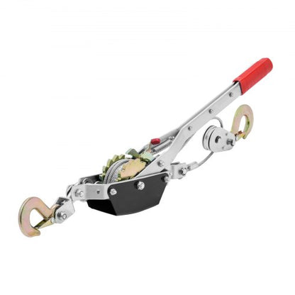 Come Along Winch, 2 Ton (4,409 lbs) Pulling Capacity, 12 ft Steel Cable, 2 Hooks, Heavy Duty Ratchet Power Puller Tool with Dual Gears, Automotive Hoist Cable Puller Ideal for Vehicle Rescue