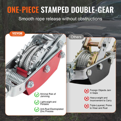 Power Puller Come Along Winde, 4 Tonnen, 8818 lbs, Hochleistungs-Zughebezeug, 3 Haken