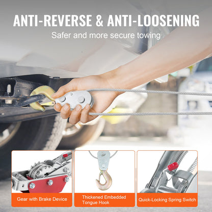 Power Puller Come Along Winde, 4 Tonnen, 8818 lbs, Hochleistungs-Zughebezeug, 3 Haken
