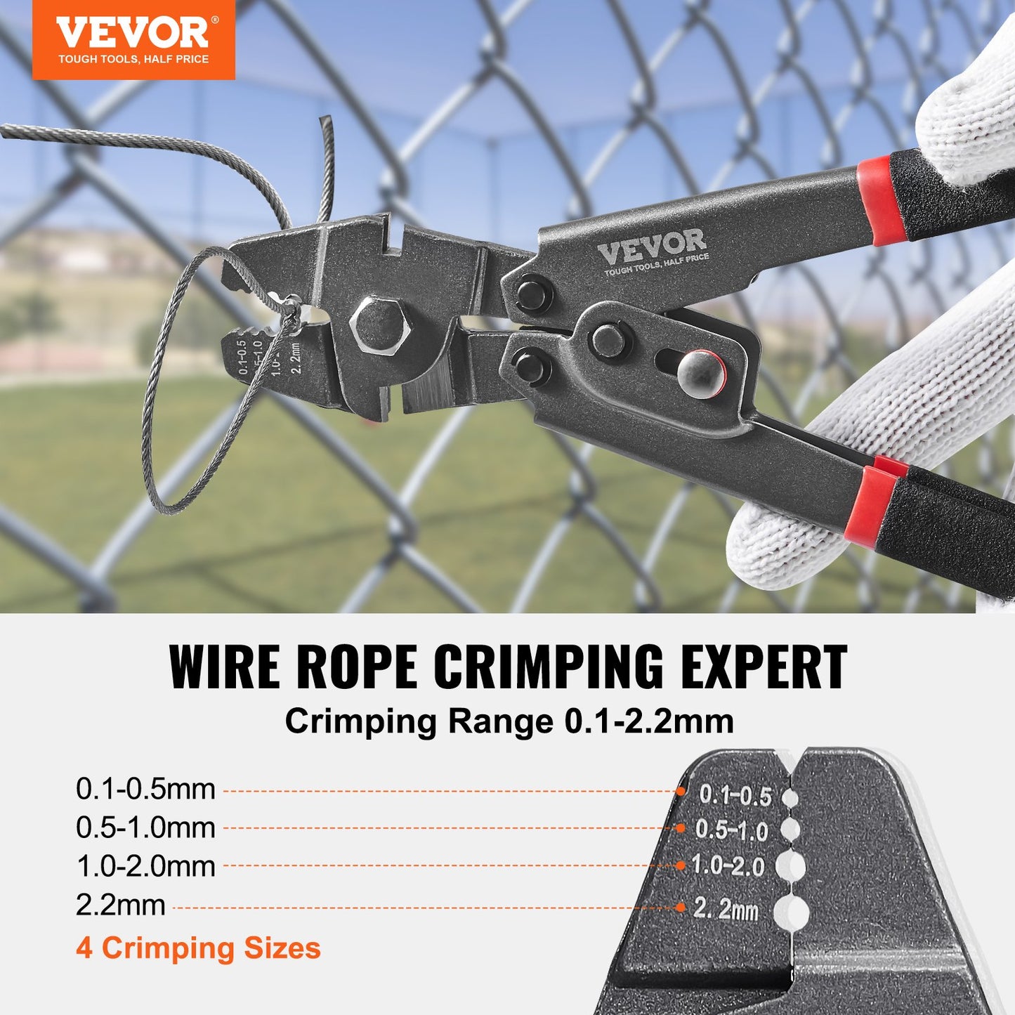 Wire Rope Crimping Tool and Cutter Up To 2.2mm Wire Cable Crimps, 1/64" - 3/32" Crimping Loop Sleeve Kit and 160pcs Aluminum Buckles, Fishing Crimping Tool Wire Rope Thimbles Kit