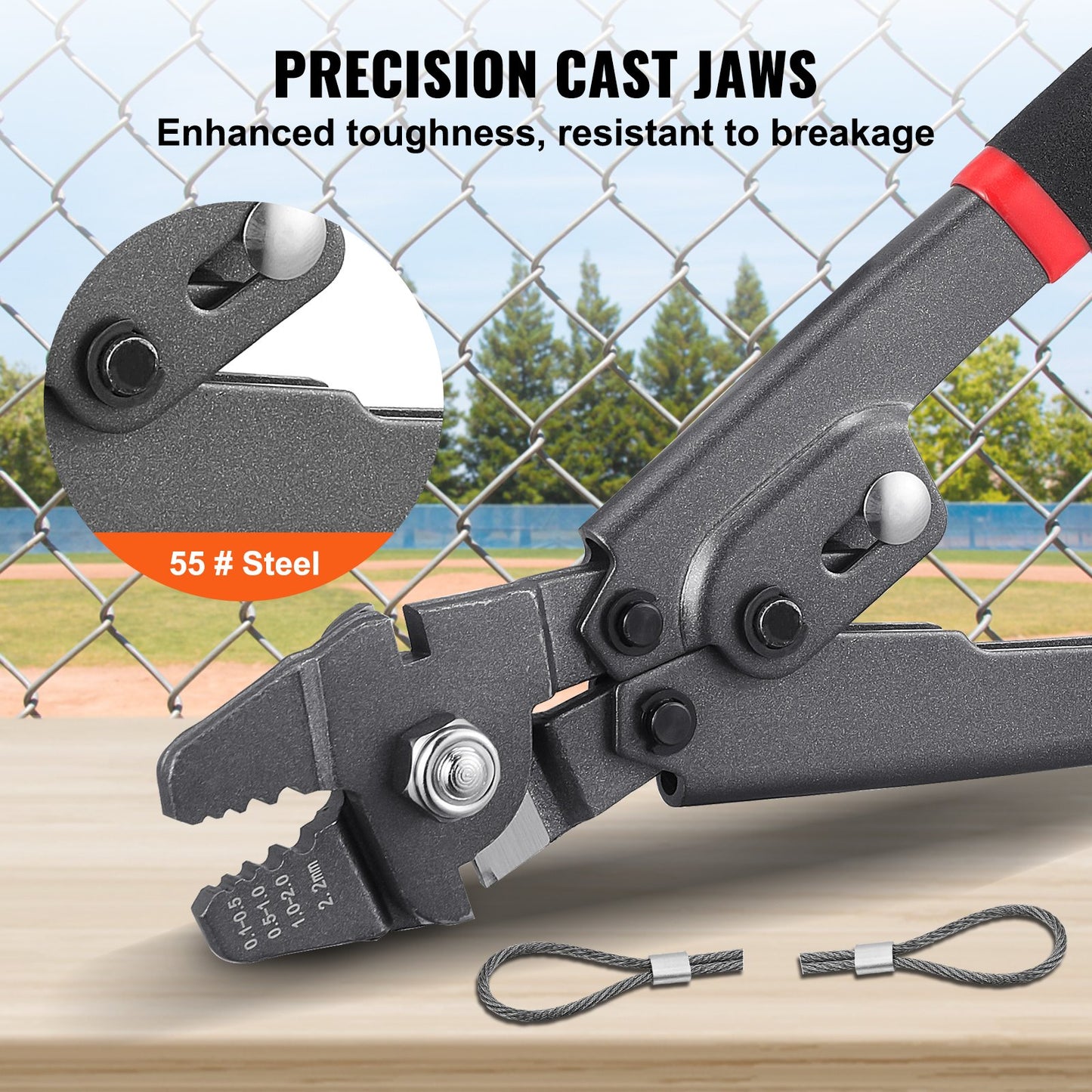 Wire Rope Crimping Tool and Cutter Up To 2.2mm Wire Cable Crimps, 1/64" - 3/32" Crimping Loop Sleeve Kit and 160pcs Aluminum Buckles, Fishing Crimping Tool Wire Rope Thimbles Kit