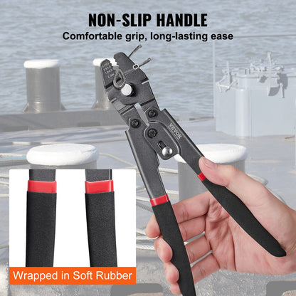 Wire Rope Crimping Tool and Cutter Up To 2.2mm Wire Cable Crimps, 1/64" - 3/32" Crimping Loop Sleeve Kit and 160pcs Aluminum Buckles, Fishing Crimping Tool Wire Rope Thimbles Kit