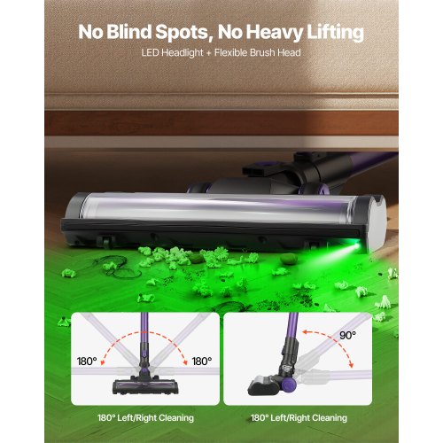 Sladdlös Dammsugare, 25KPA Max Kraftfull Sugkraft, Uppladdningsbar Anti-Tangle Stick Dammsugare med Dammkopp, Lätt Handhållen Dammsugare med 35 minuters Drifttid för Hem, Mattor, Djurhår, Hårda Golv |  EU
