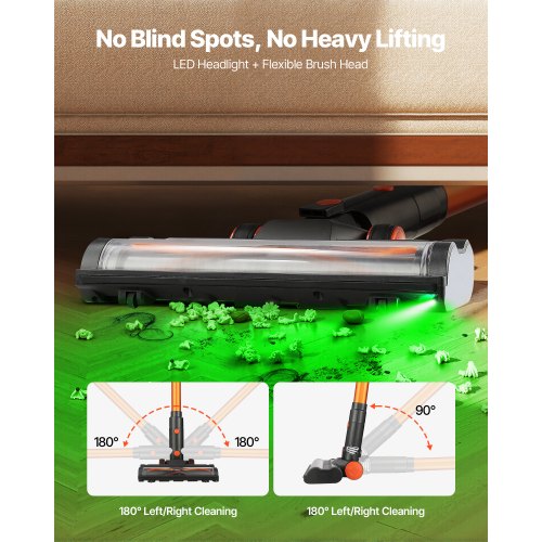 Sladdlös Dammsugare, 40KPA Max Sugkraft, Uppladdningsbar Anti-Tangle Stick Dammsugare med LED-skärm, Lätt Handhållen Dammsugare med 47 minuters Drifttid för Hem, Mattor, Djurhår, Hårda Golv |  EU