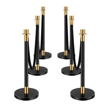 6 Stück Pfosten mit 4 schwarzen Samtseilen Sandinjektion Hohlsockel