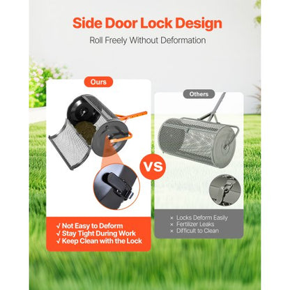 Kompostspridare, 24 tum bred torvmossspridare med T-format handtag, 3 höjdjusterbar, pulverlackerad ståltorvvals, kraftiga gräsfröspridare för plantering och sådd |  EU