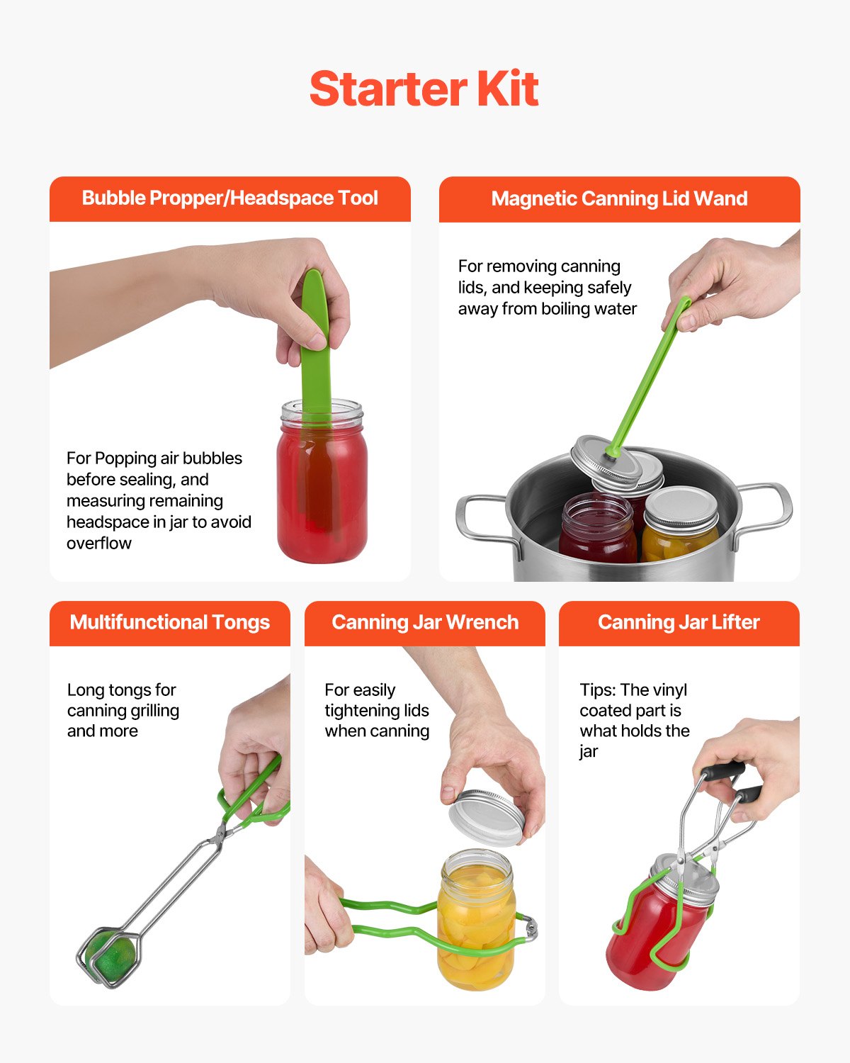 Canning Supplies Starter Kit, 9 Pieces Stainless Steel Water Bath Canning Kit for Beginners, Canning Tools Set: Pot, Rack, Lid, Funnel, Tongs, Jar Lifter, Wrench, Magnetic Wand, Bubble Propper