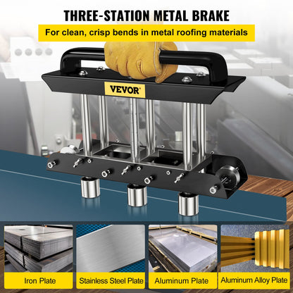 Three-Station Edge Roller, Large Radius, 0-90° Bending Angle Sheet Metal Brake, Quickly Adjusts for Making 0.63\"-5.7\" Bends in 30-19 Gauge Steel, for Clean Crisp Bends in Metal Roofing Materia