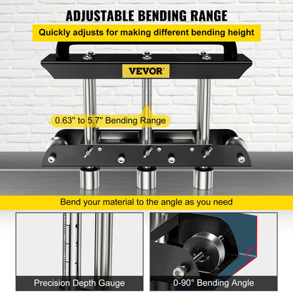 Three-Station Edge Roller, Large Radius, 0-90° Bending Angle Sheet Metal Brake, Quickly Adjusts for Making 0.63\"-5.7\" Bends in 30-19 Gauge Steel, for Clean Crisp Bends in Metal Roofing Materia