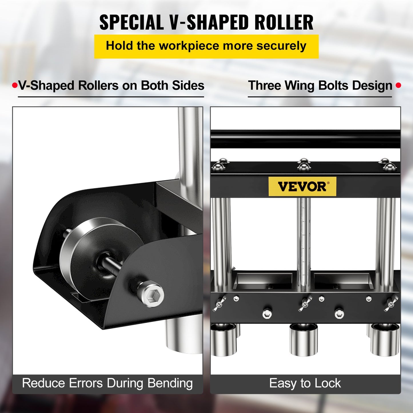 Three-Station Edge Roller, Large Radius, 0-90° Bending Angle Sheet Metal Brake, Quickly Adjusts for Making 0.63\"-5.7\" Bends in 30-19 Gauge Steel, for Clean Crisp Bends in Metal Roofing Materia