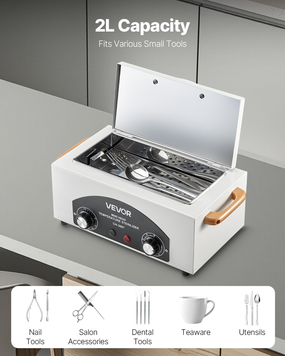 High Temperature Autoclave Machine, 2L, 300W High Temperature Cleaner Machine Box with Adjustable Temperature and Time, Dry Heat Cabinet Nail Tool Cleaner for Labs, Home, Nail and Beauty Salons