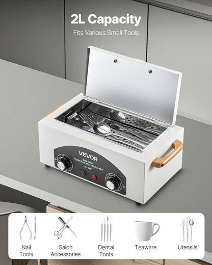 High Temperature Autoclave Machine, 2L, 300W High Temperature Cleaner Machine Box with Adjustable Temperature and Time, Dry Heat Cabinet Nail Tool Cleaner for Labs, Home, Nail and Beauty Salons