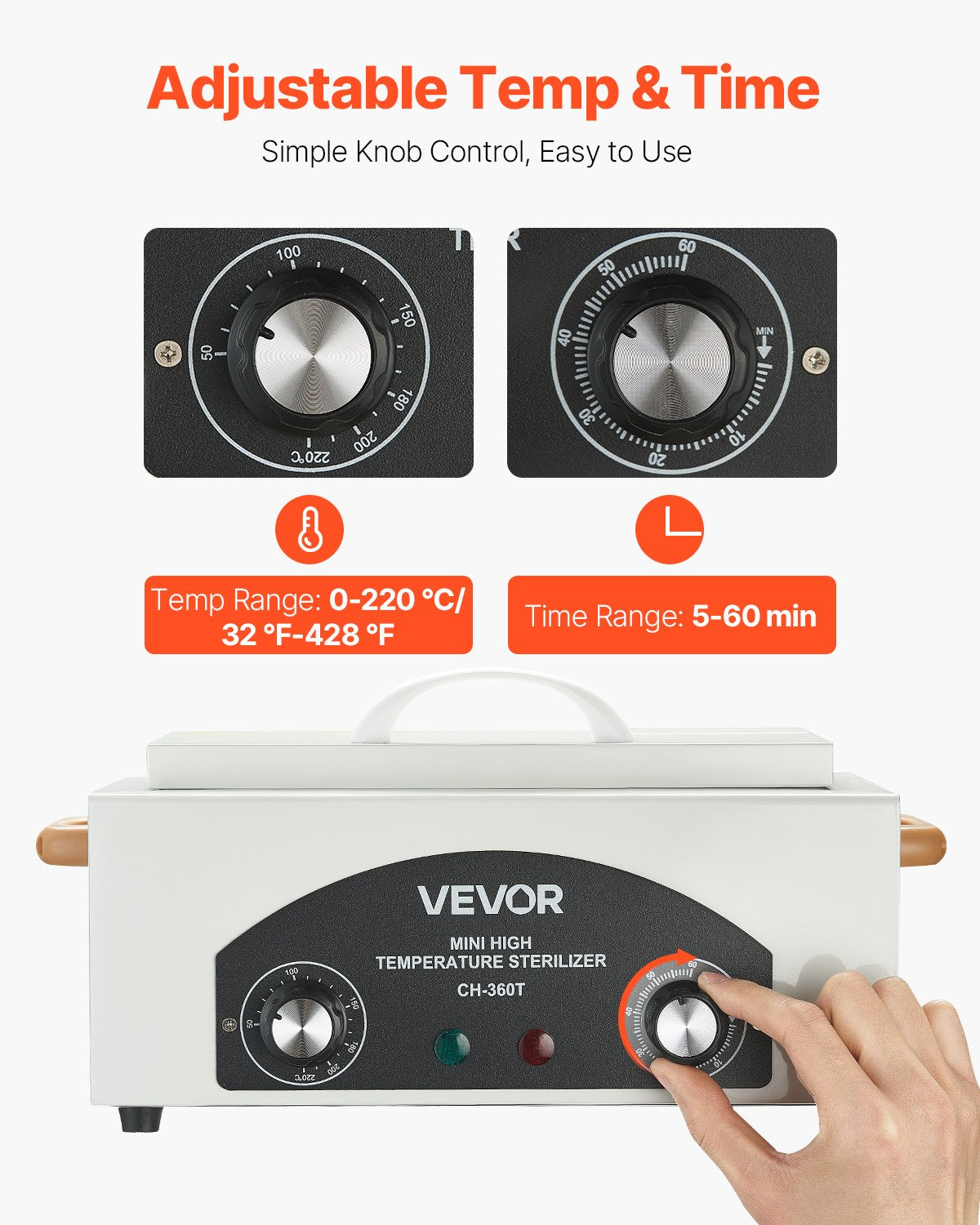 High Temperature Autoclave Machine, 2L, 300W High Temperature Cleaner Machine Box with Adjustable Temperature and Time, Dry Heat Cabinet Nail Tool Cleaner for Labs, Home, Nail and Beauty Salons