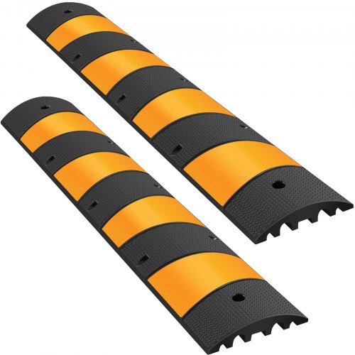 2pcs 6 Feet Rubber Speed Bump Driveway Modular Heavy Duty Speed Bumps 72.4 x 12 x 2.4 Inch Cable Protector Ramp for Garage Gravel Roads Asphalt Concrete